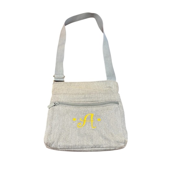 Thirty one Gray Crossbody Bag with Yellow Initial - Picture 1 of 6